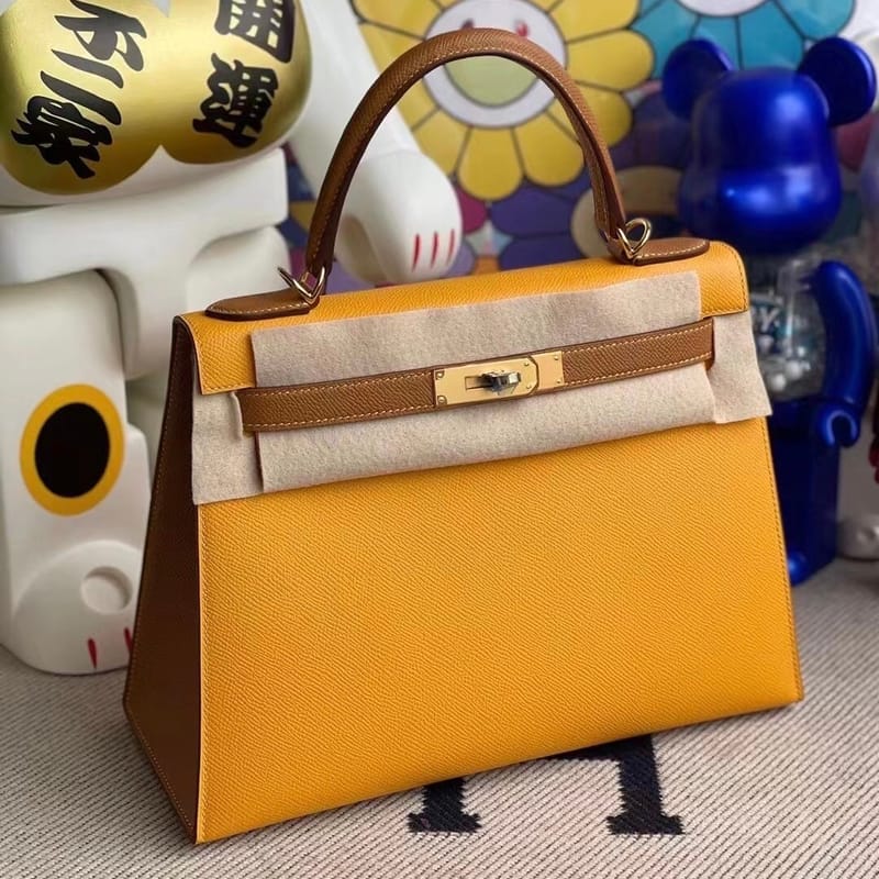 Kelly 28cm Hss Epsom 9v Jaune Dor 37 Gold