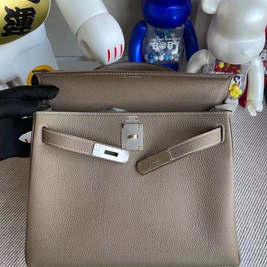 Hermes Kelly 28cm CK18 Etoupe Togo-6481