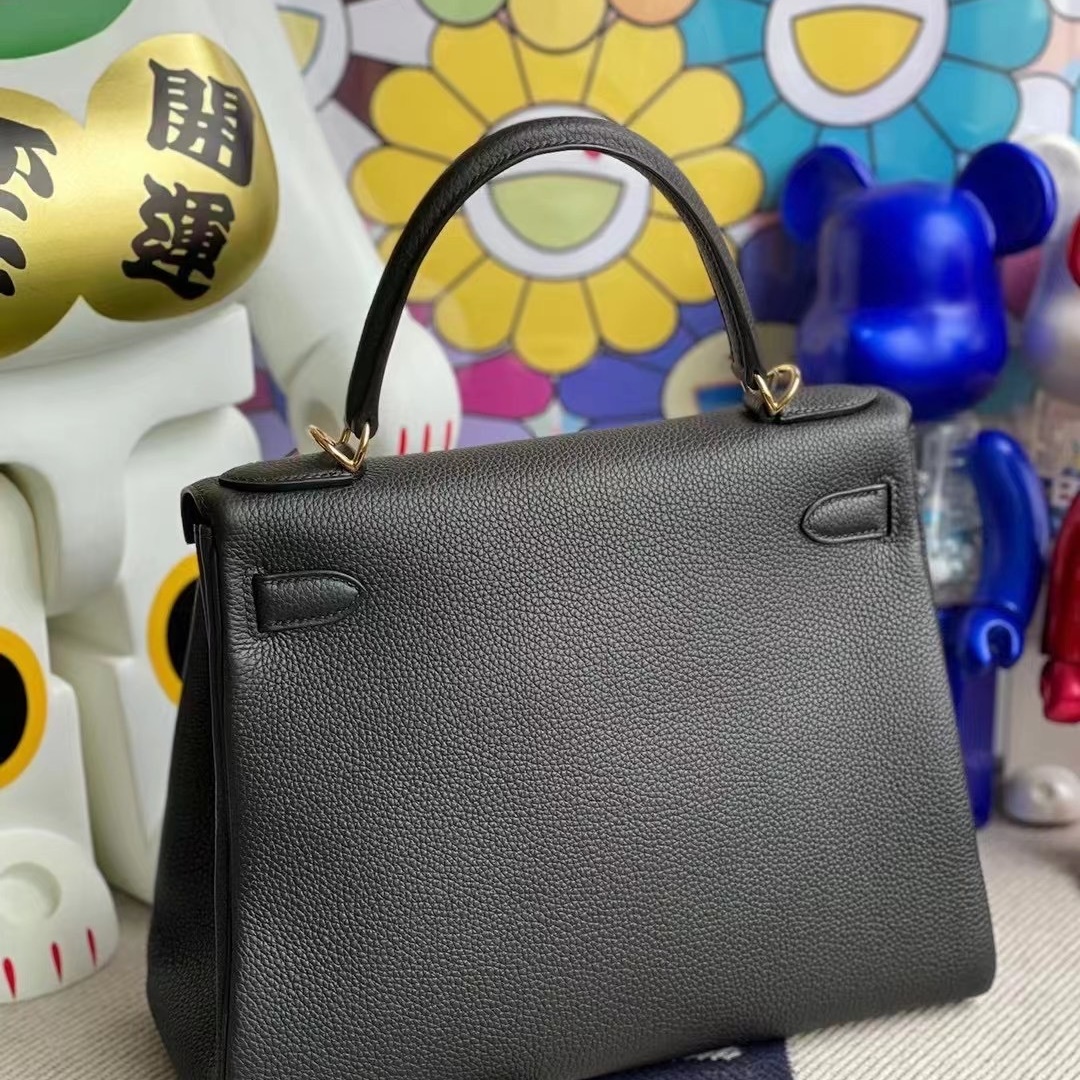 Hermes kelly 28cm CK89 Noir Togo GHW Full Handmade Hermes kelly 28cm CK89 Noir Togo GHW Full Handmade