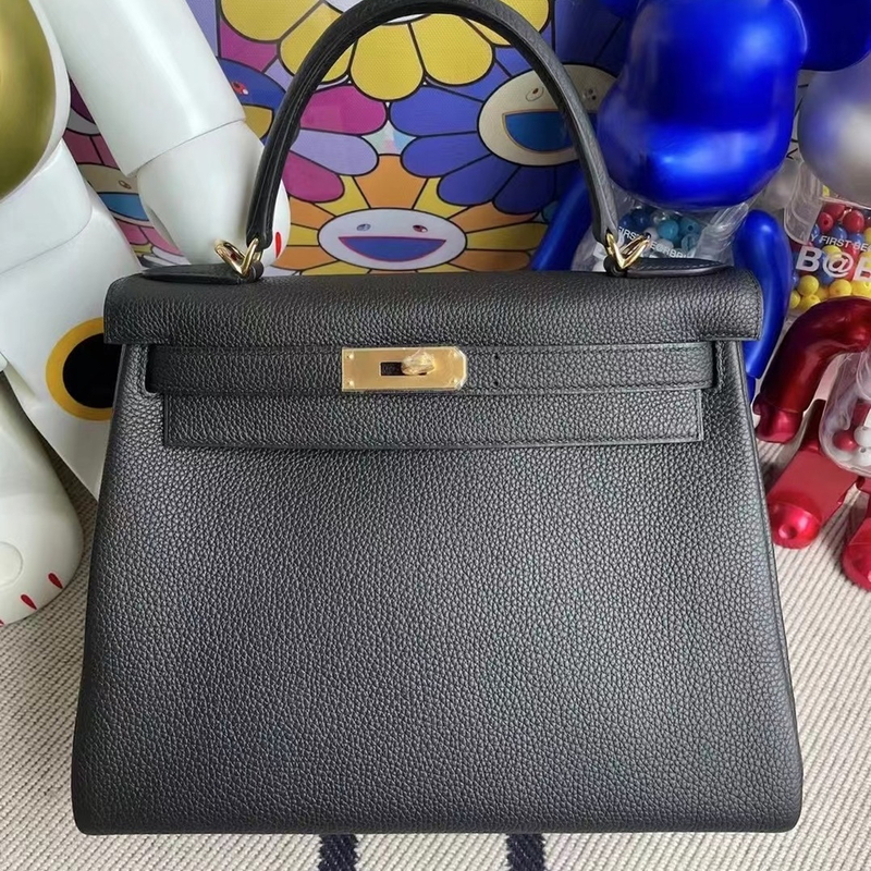 Hermes Kelly 28cm Togo 2Z Blue Nuit All handmade-7839