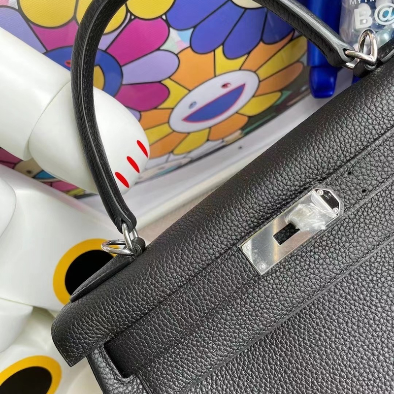 Hermes kelly 28cm CK89 Noir  Togo GHW Full Handmade-7983