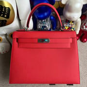 Kelly 28cm Epsom S5 Rouge Tomate  Silver Hardware  All Hand Sewing