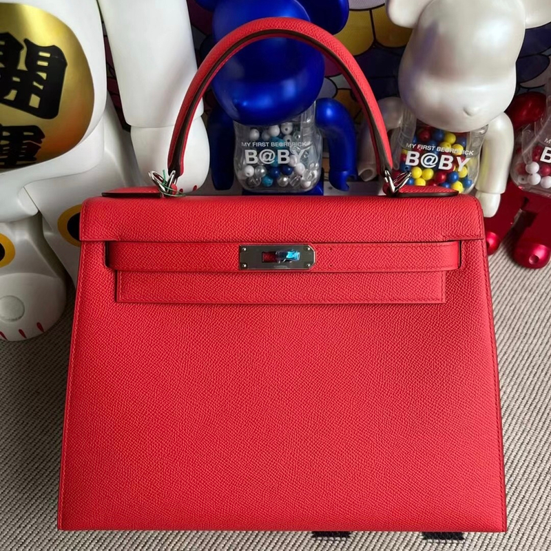 Hermes Kelly 28cm Hss Epsom 1Z  jaune poussin 1Q rose confetti-5623