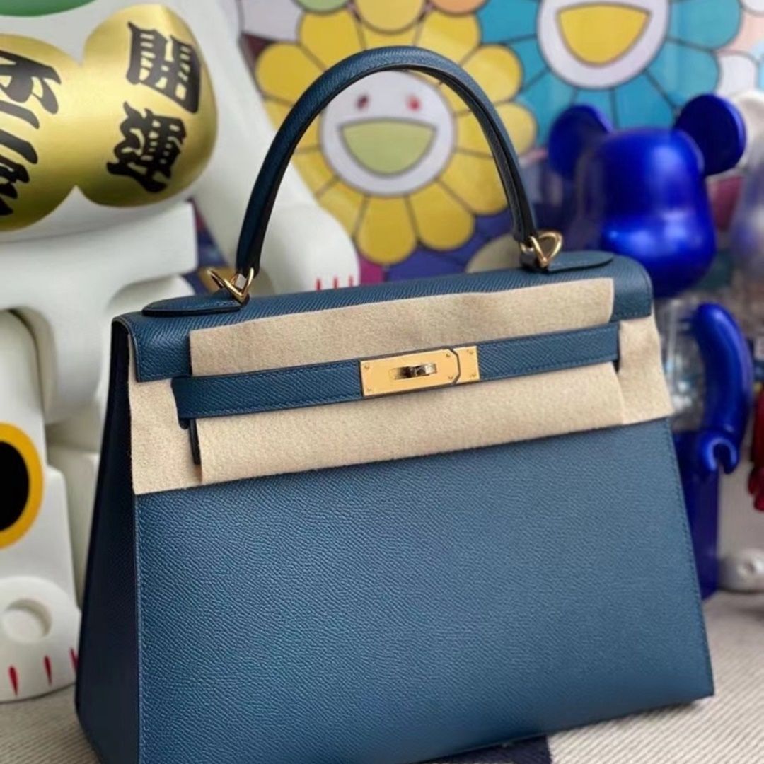 Hermes Kelly 28cm Hss Epsom 9V Jaune Dor 37 gold-9418