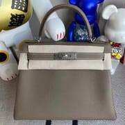 Kelly 28cm Ck18 Etoupe Togo Silver Hardware