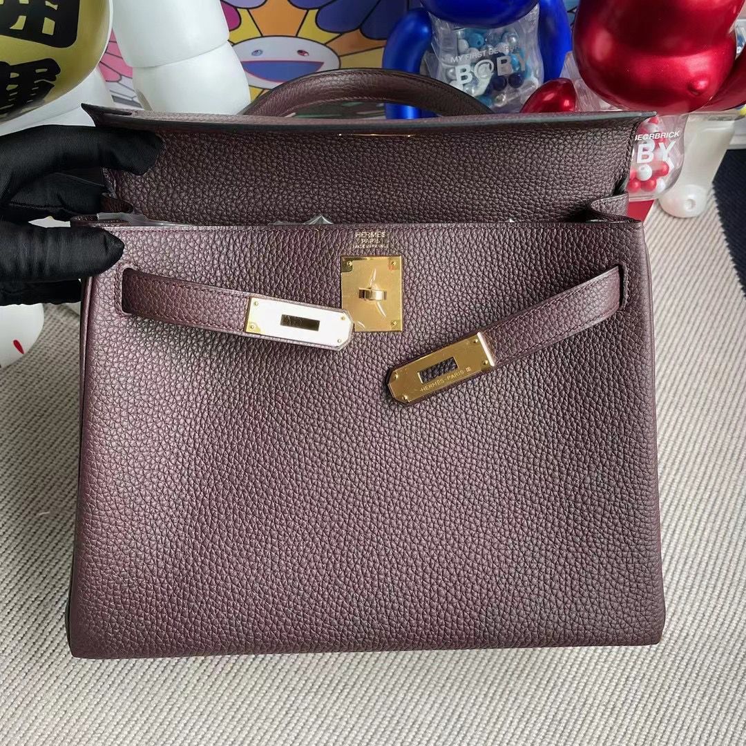 Hermes Kelly 28cm CK18 Etoupe Togo-0176