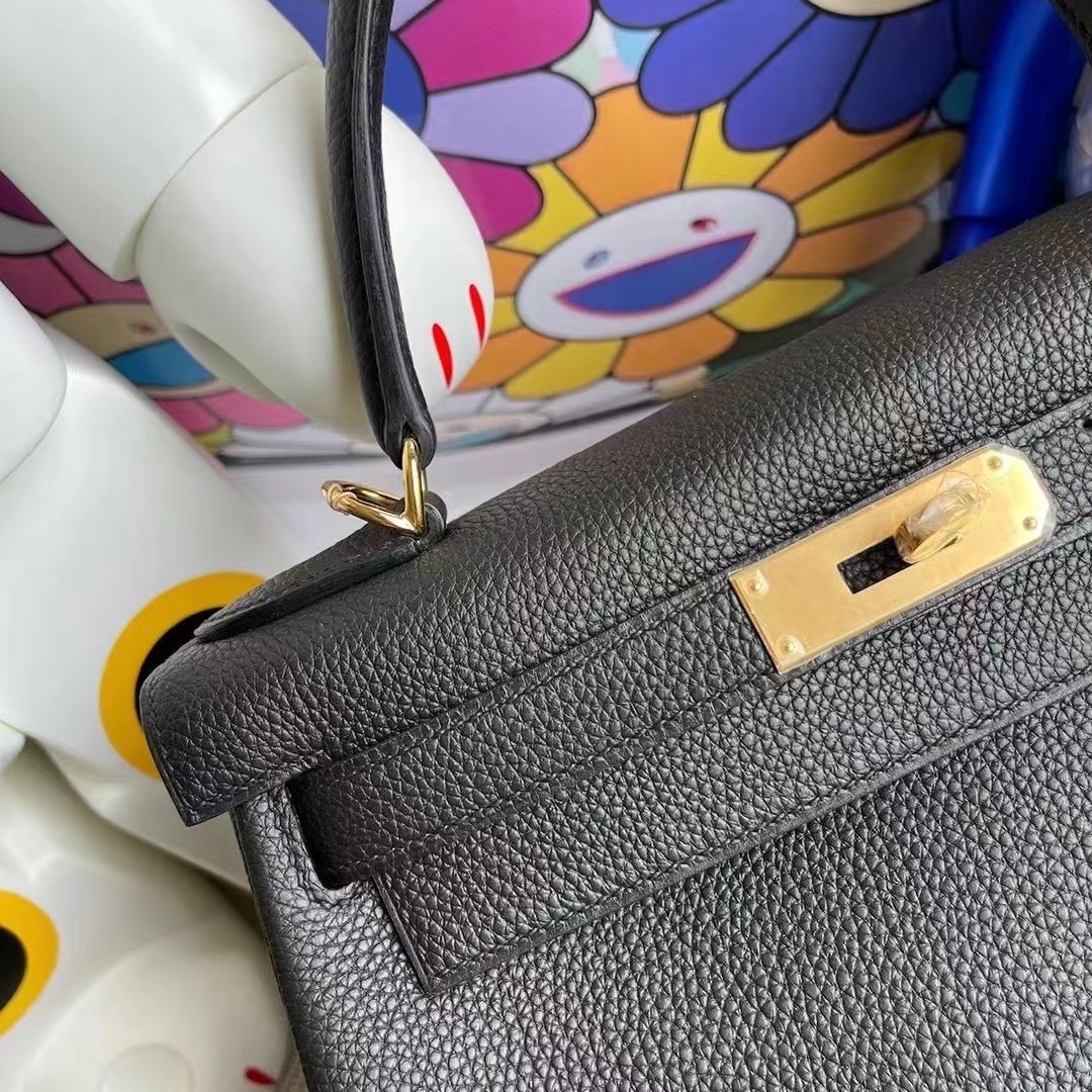 Hermes kelly 28cm CK89 Noir Togo GHW Full Handmade Hermes kelly 28cm CK89 Noir Togo GHW Full Handmade