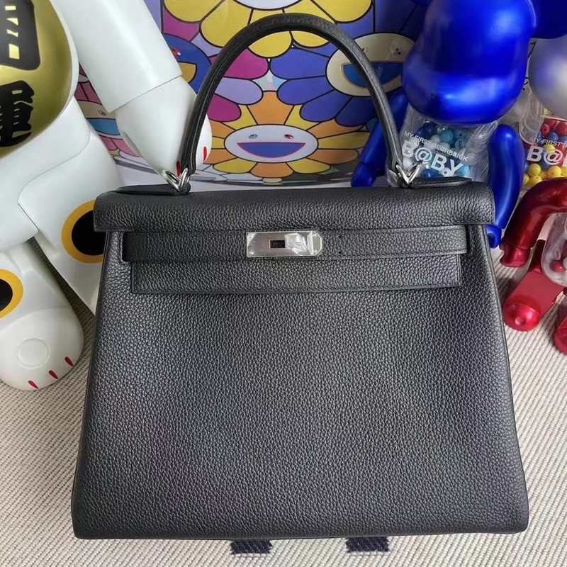 Hermes kelly 28cm CK89 Noir  Togo GHW Full Handmade-7983