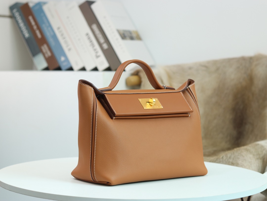 【 STOCK 】Hermès Kelly Mini 24/24 21cm evercolor swift gold golden brown silver