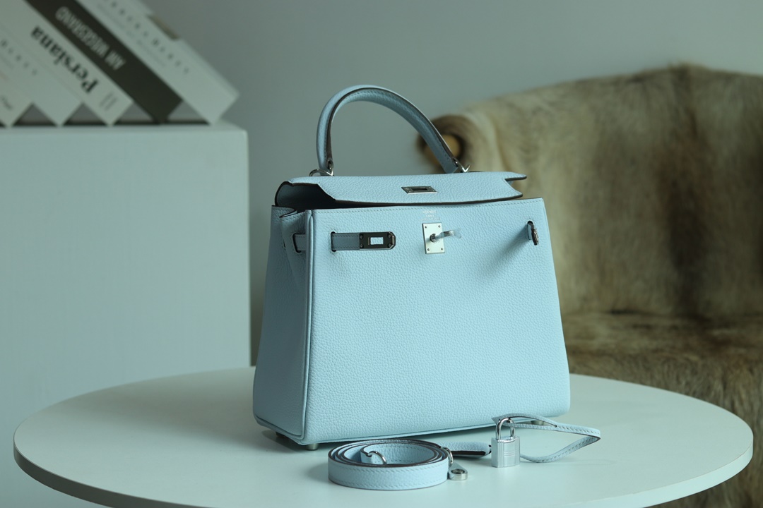 HERMES KELLY25 T0 Blue Brume TOGO PHW