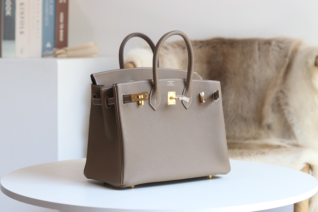STOCK: HERMES BIRKIN 25 CK18 ETOUPE TOGO GHW