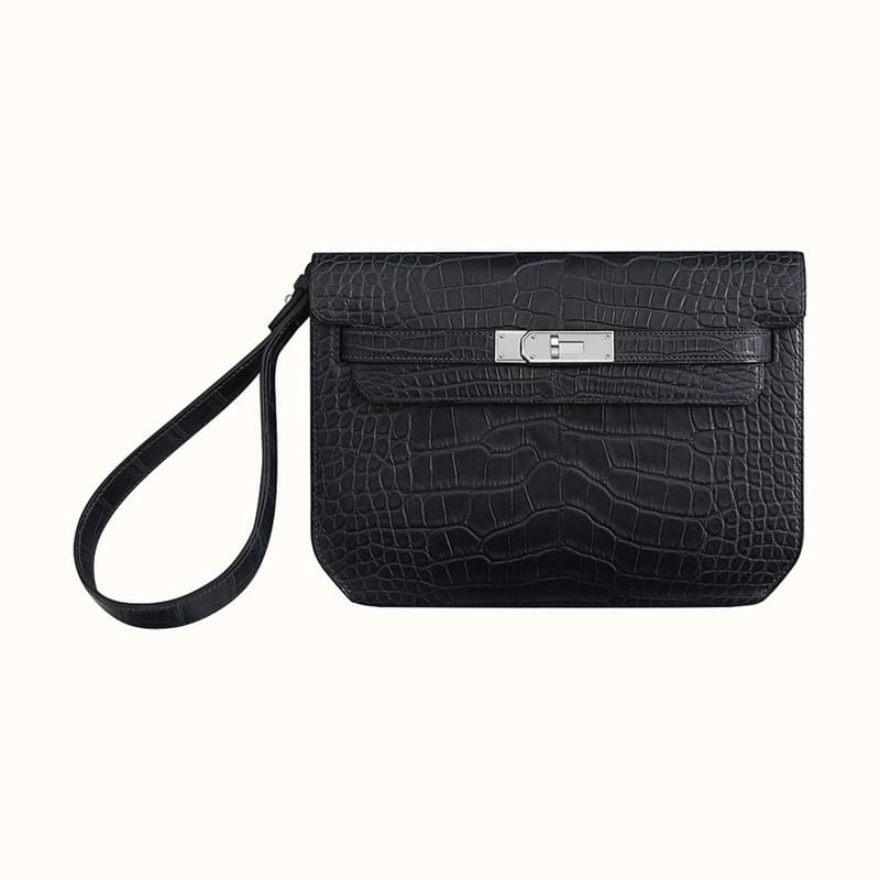 Hermes Kelly depeches 25 pouch CK76 Bleu Indigo matte Mississippiensis alligator