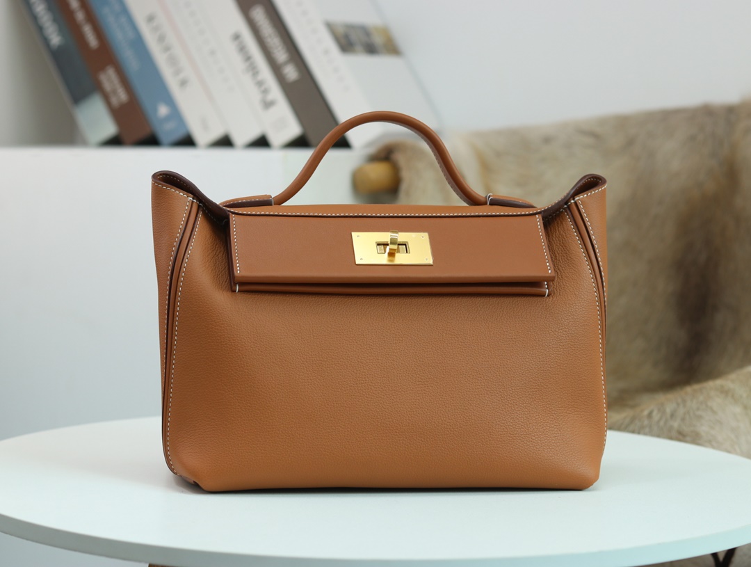 【 STOCK 】Hermès Kelly Mini 24/24 21cm evercolor swift gold golden brown silver