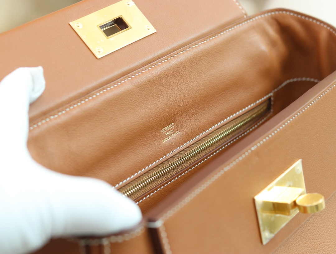 【 STOCK 】Hermès Kelly Mini 24/24 21cm evercolor swift gold golden brown silver