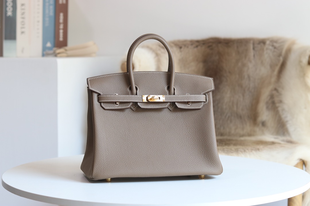 STOCK: HERMES BIRKIN 25 CK18 ETOUPE TOGO GHW