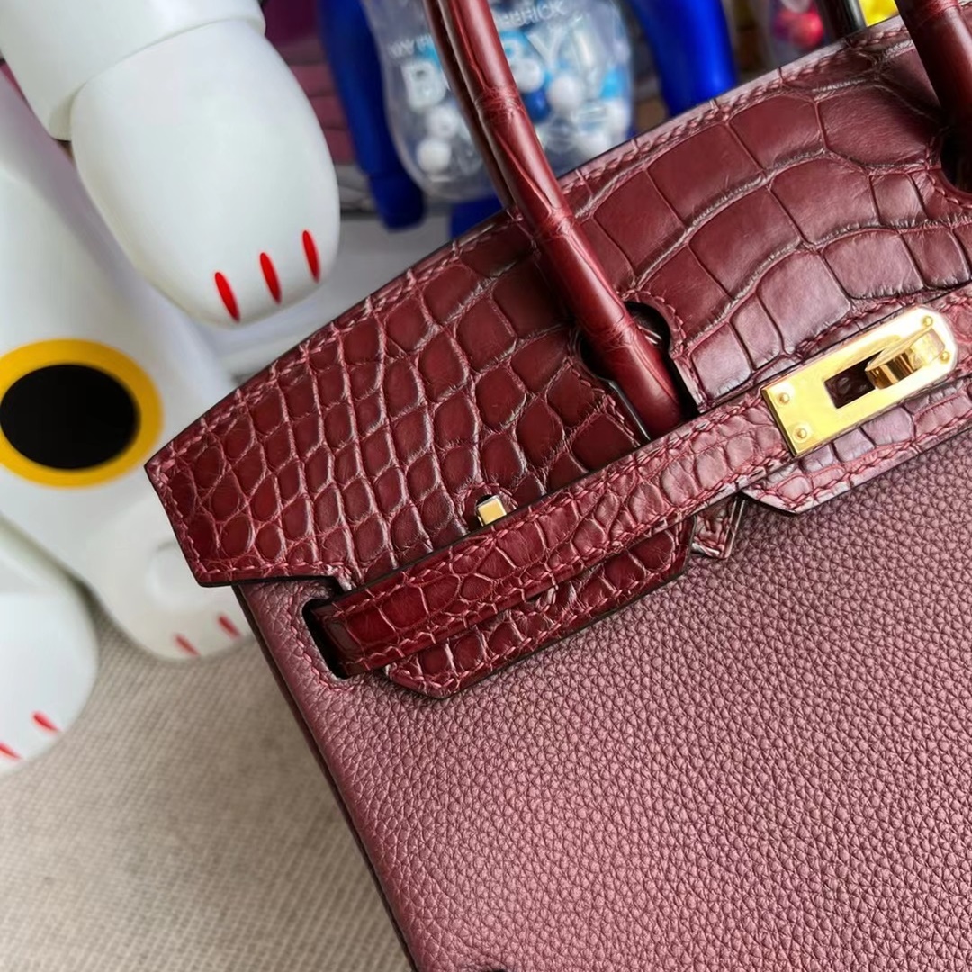 Hermès Birkin 25cm Touch Togo  Matte Alligator Crocodile 55 Rouge H All hand sewing
