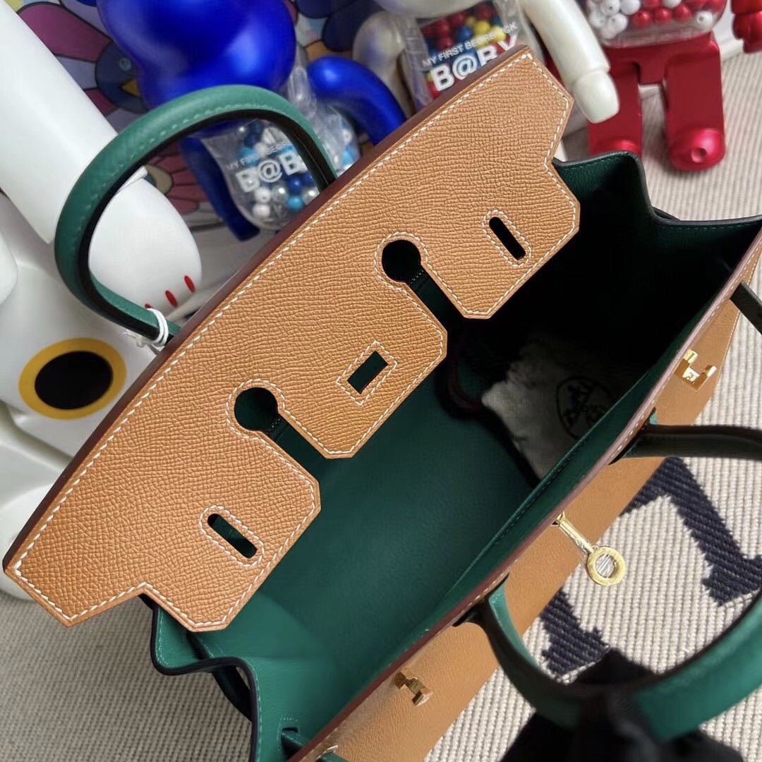 Hermès Birkin 25cm HSS Epsom 37 Gold  + Z6 Malachite  All hand sewing