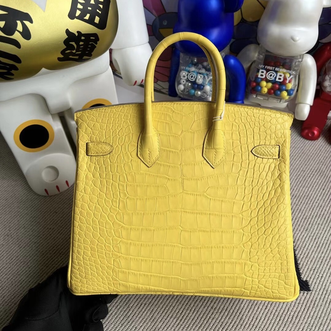 Hermès Birkin 25cm M9 Mimosa Matter alligator crocodile GHW All hand sewing Hermès Birkin 25cm M9 Mimosa Matter alligator crocodile GHW All hand sewing