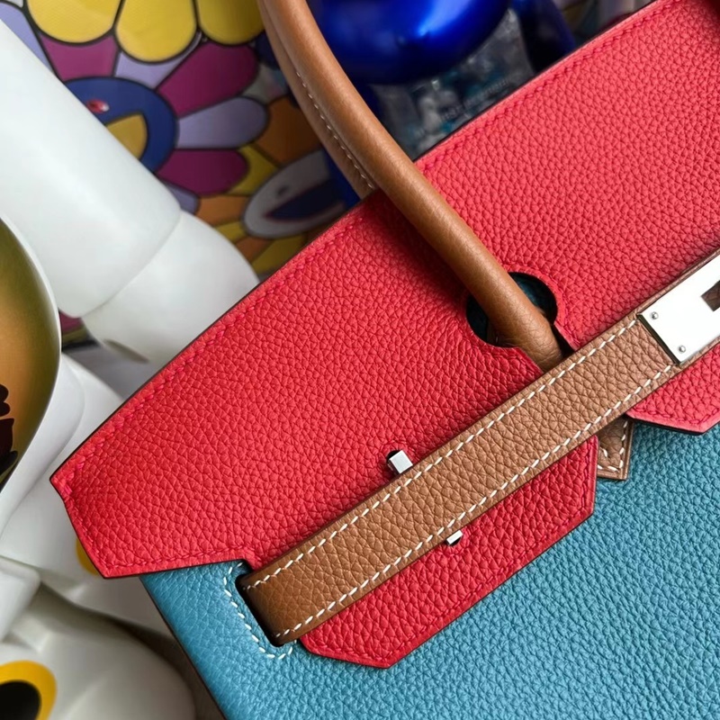 Hermes Birkin 35 Togo 75 Blue Jean+S3 Rouge de coeur+37 Gold