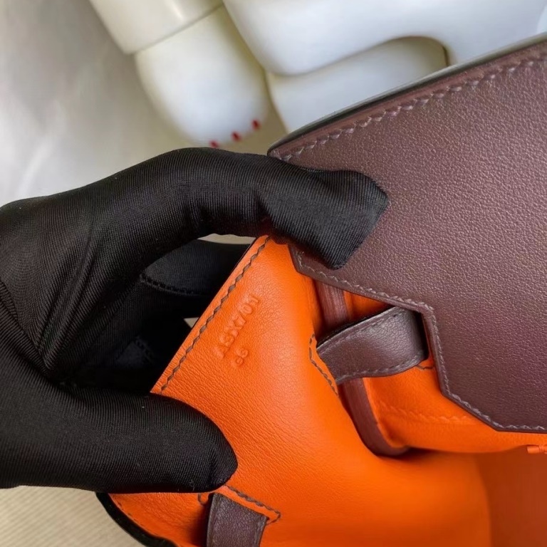 Hermes Birkin 35 Swift 47 chocolate 93 Orange PHW