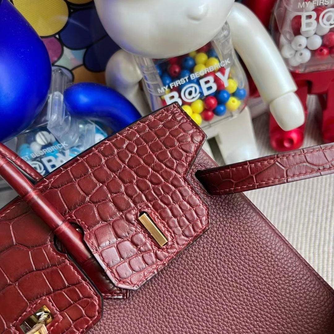 Hermès Birkin 25cm Touch Togo  Matte Alligator Crocodile 55 Rouge H All hand sewing