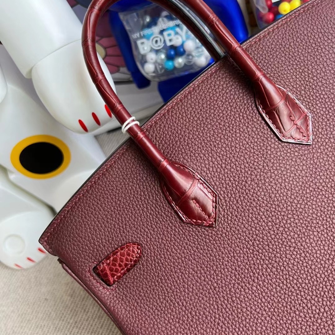 Hermès Birkin 25cm Touch Togo  Matte Alligator Crocodile 55 Rouge H All hand sewing
