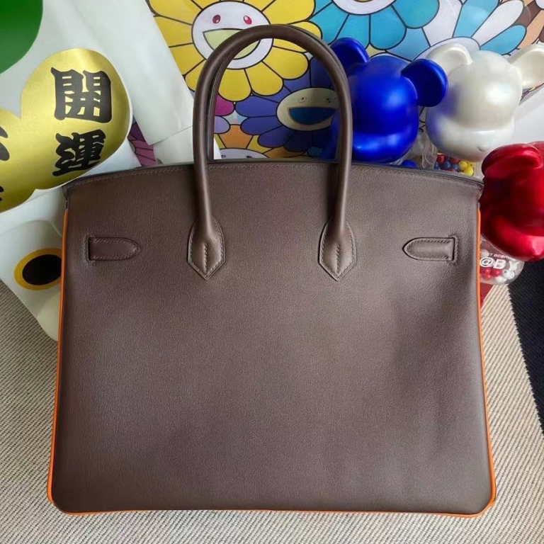 Hermes Birkin 35 Swift 47 chocolate 93 Orange PHW