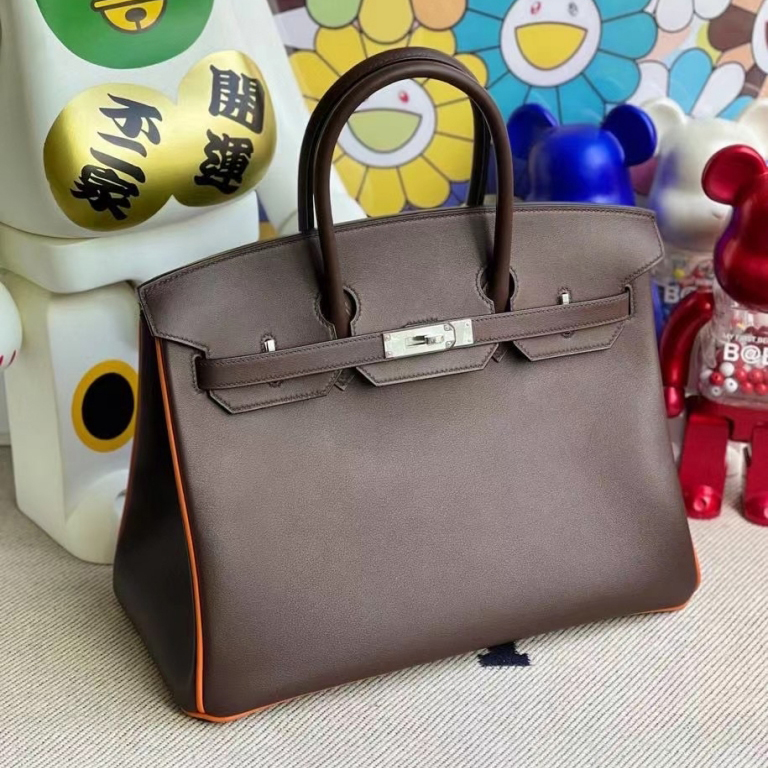 Hermes Birkin 35 Swift 47 chocolate 93 Orange PHW