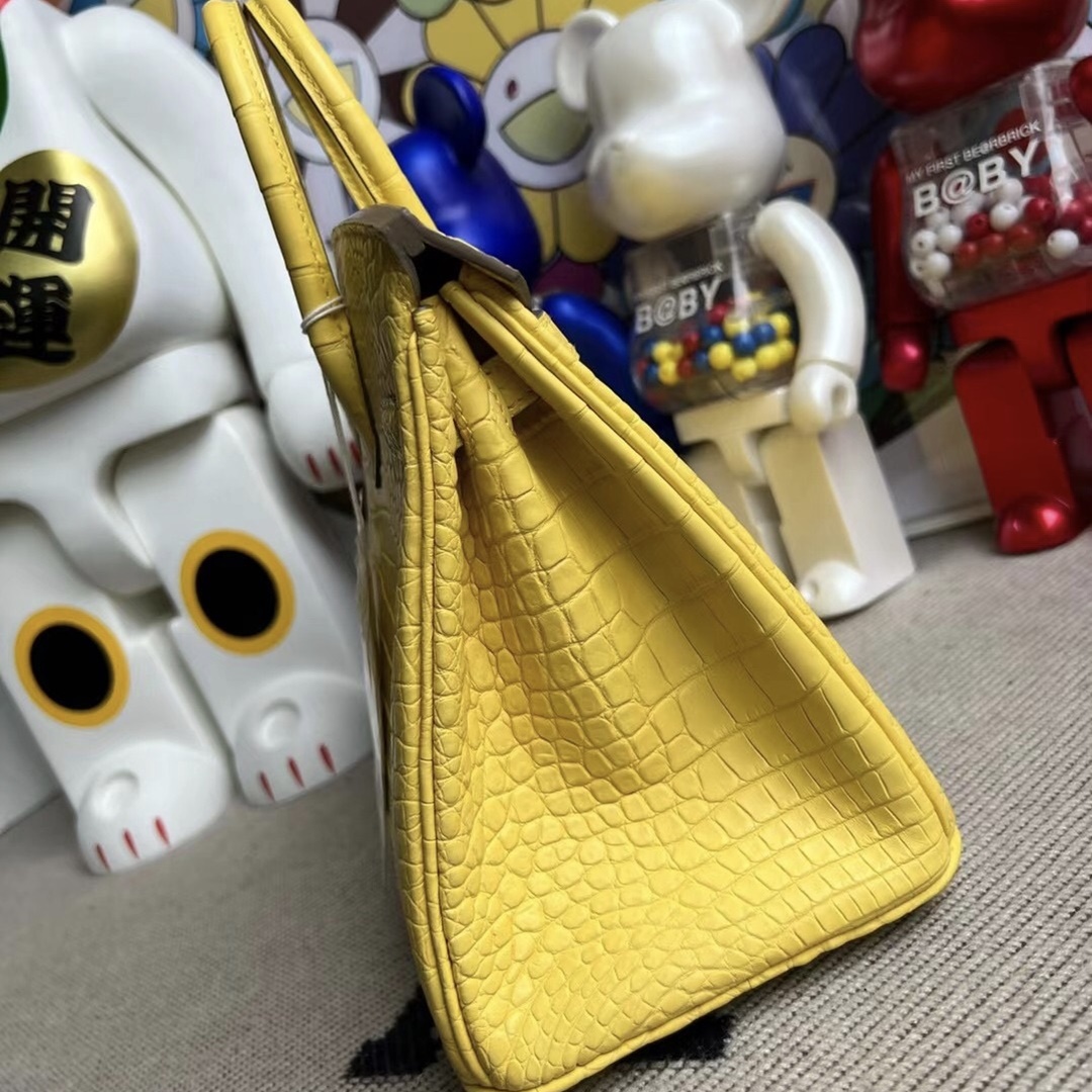 Hermès Birkin 25cm M9 Mimosa Matter alligator crocodile GHW All hand sewing Hermès Birkin 25cm M9 Mimosa Matter alligator crocodile GHW All hand sewing