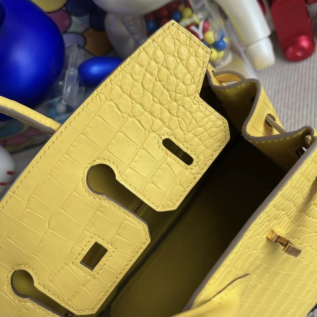 Hermès Birkin 25cm M9 Mimosa Matter alligator crocodile GHW All hand sewing Hermès Birkin 25cm M9 Mimosa Matter alligator crocodile GHW All hand sewing