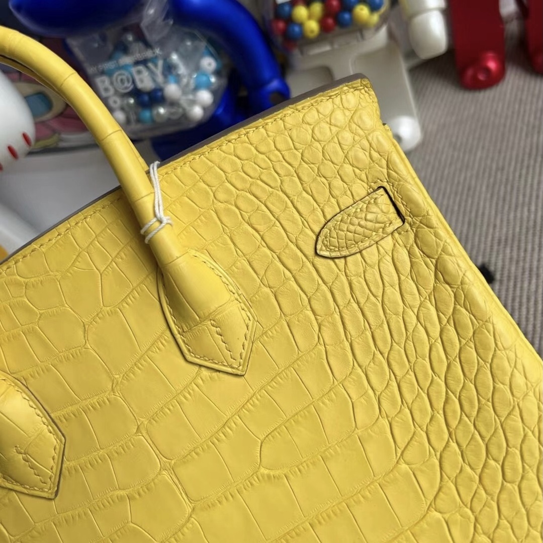Hermès Birkin 25cm M9 Mimosa Matter alligator crocodile GHW All hand sewing Hermès Birkin 25cm M9 Mimosa Matter alligator crocodile GHW All hand sewing
