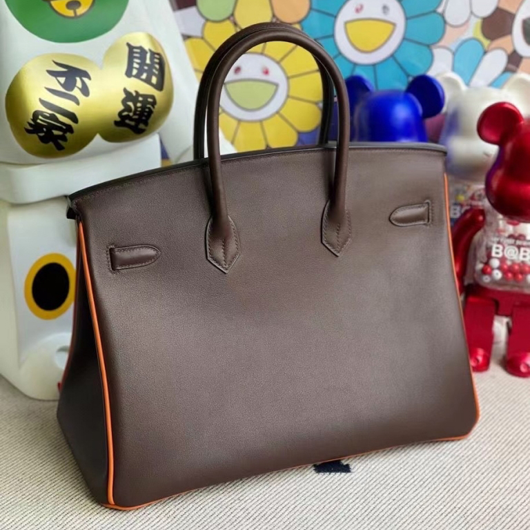 Hermes Birkin 35 Swift 47 chocolate 93 Orange PHW