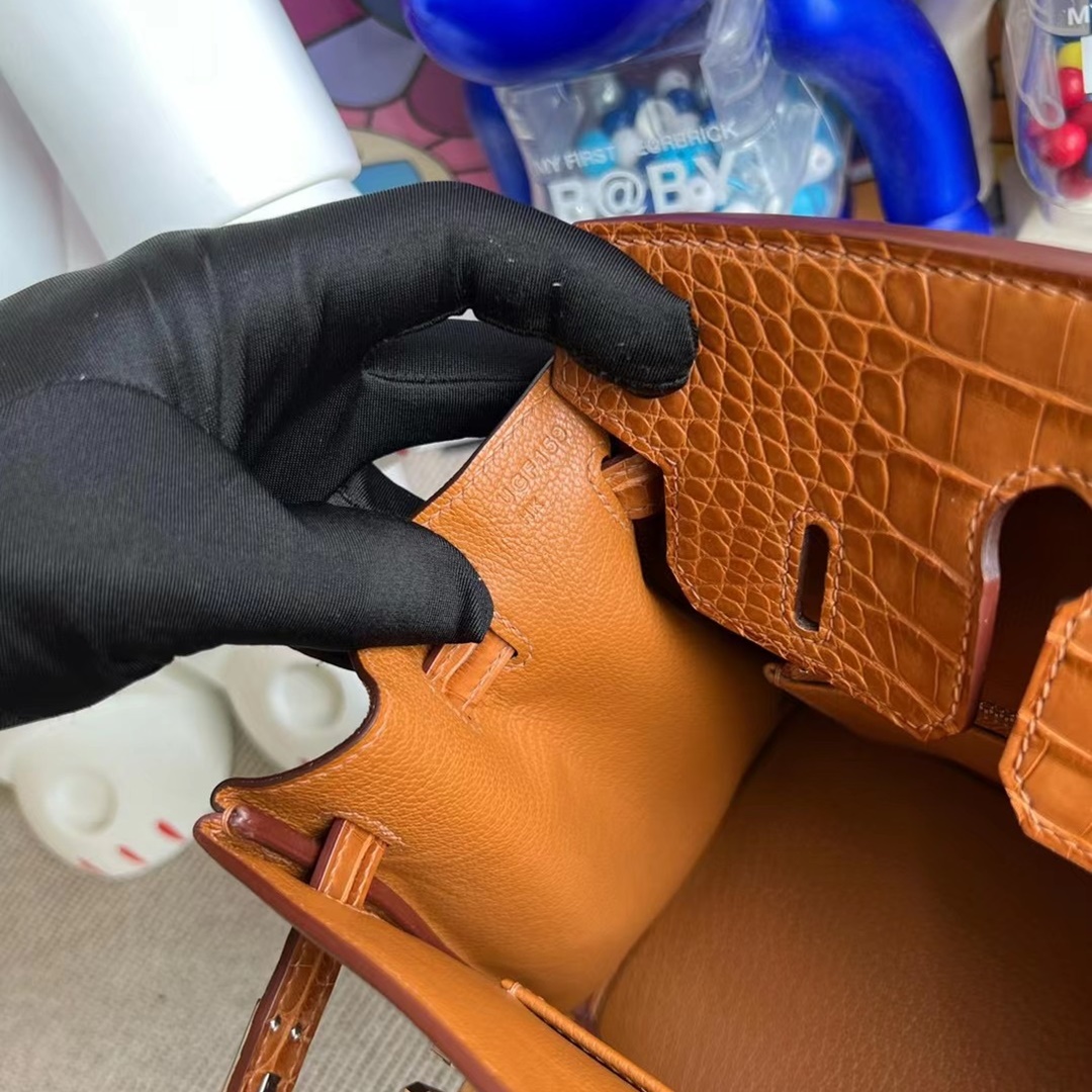 Hermès Birkin 25cm Touch Togo  Matte Alligator Crocodile 37 Gold  All hand sewing