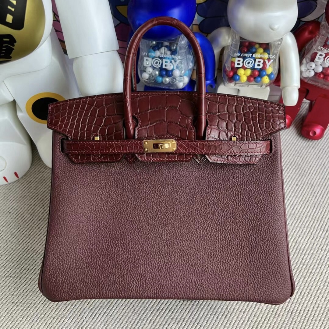 Hermès Birkin 25cm Touch Togo  Matte Alligator Crocodile 55 Rouge H All hand sewing