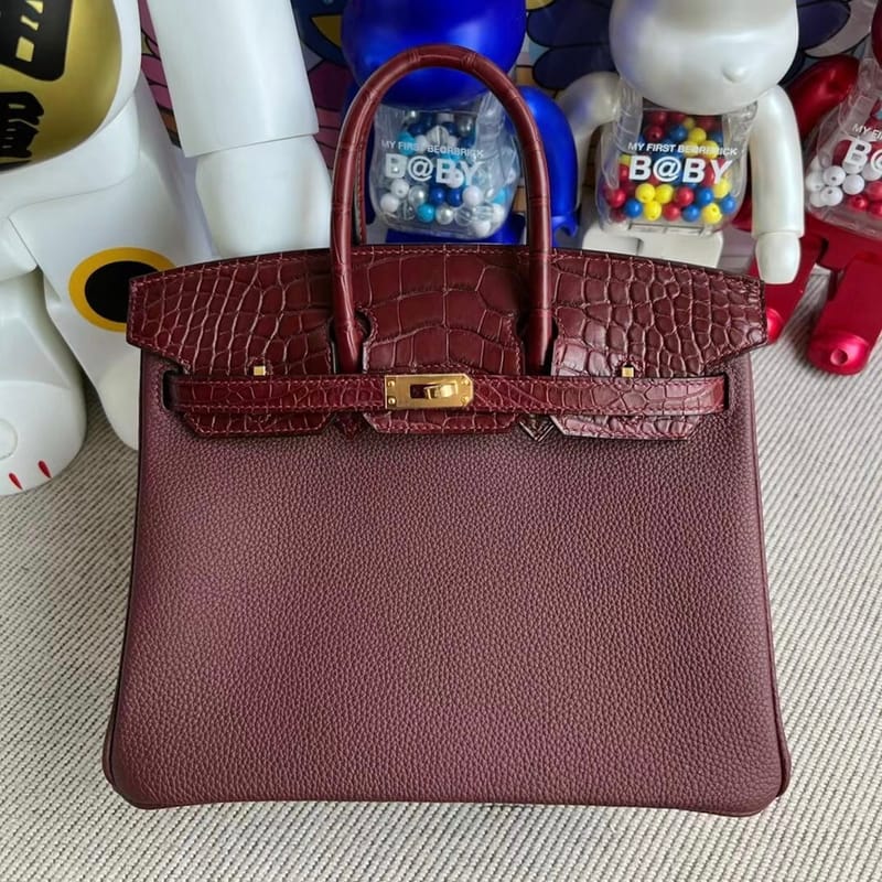 Hermès Birkin 25cm Touch Togo  Matte Alligator Crocodile 55 Rouge H All hand sewing