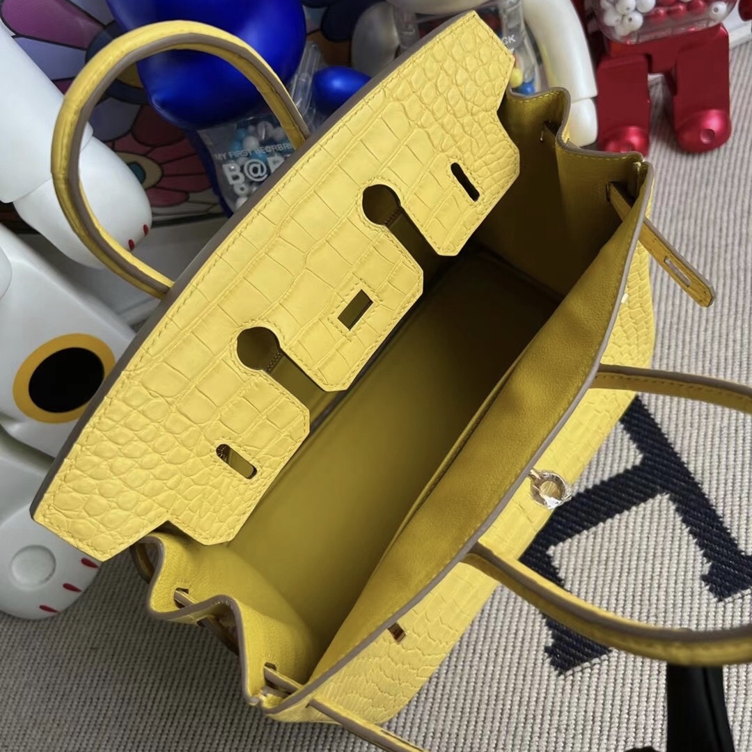 Hermès Birkin 25cm M9 Mimosa Matter alligator crocodile GHW All hand sewing Hermès Birkin 25cm M9 Mimosa Matter alligator crocodile GHW All hand sewing