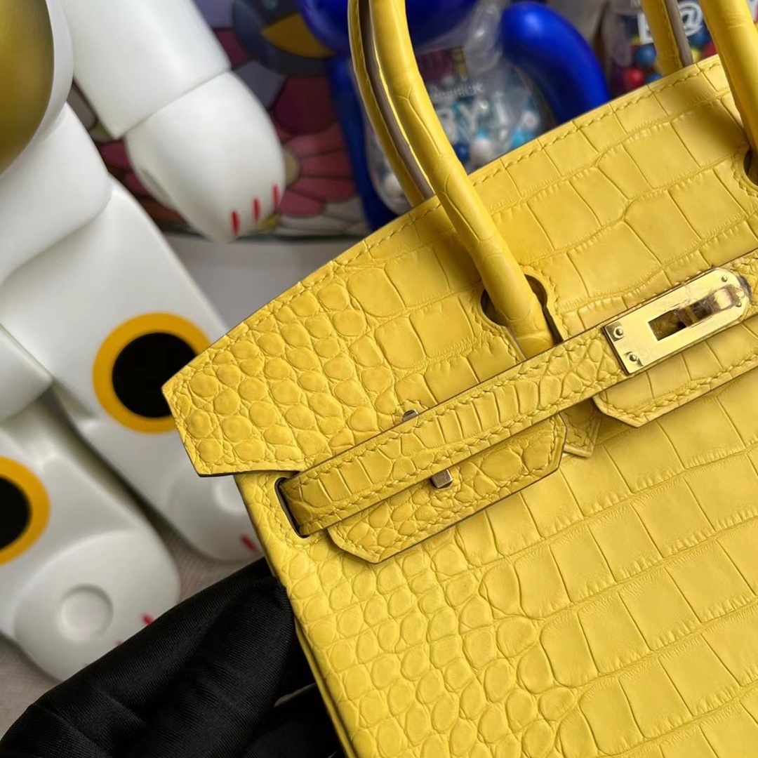 Hermès Birkin 25cm M9 Mimosa Matter alligator crocodile GHW All hand sewing Hermès Birkin 25cm M9 Mimosa Matter alligator crocodile GHW All hand sewing