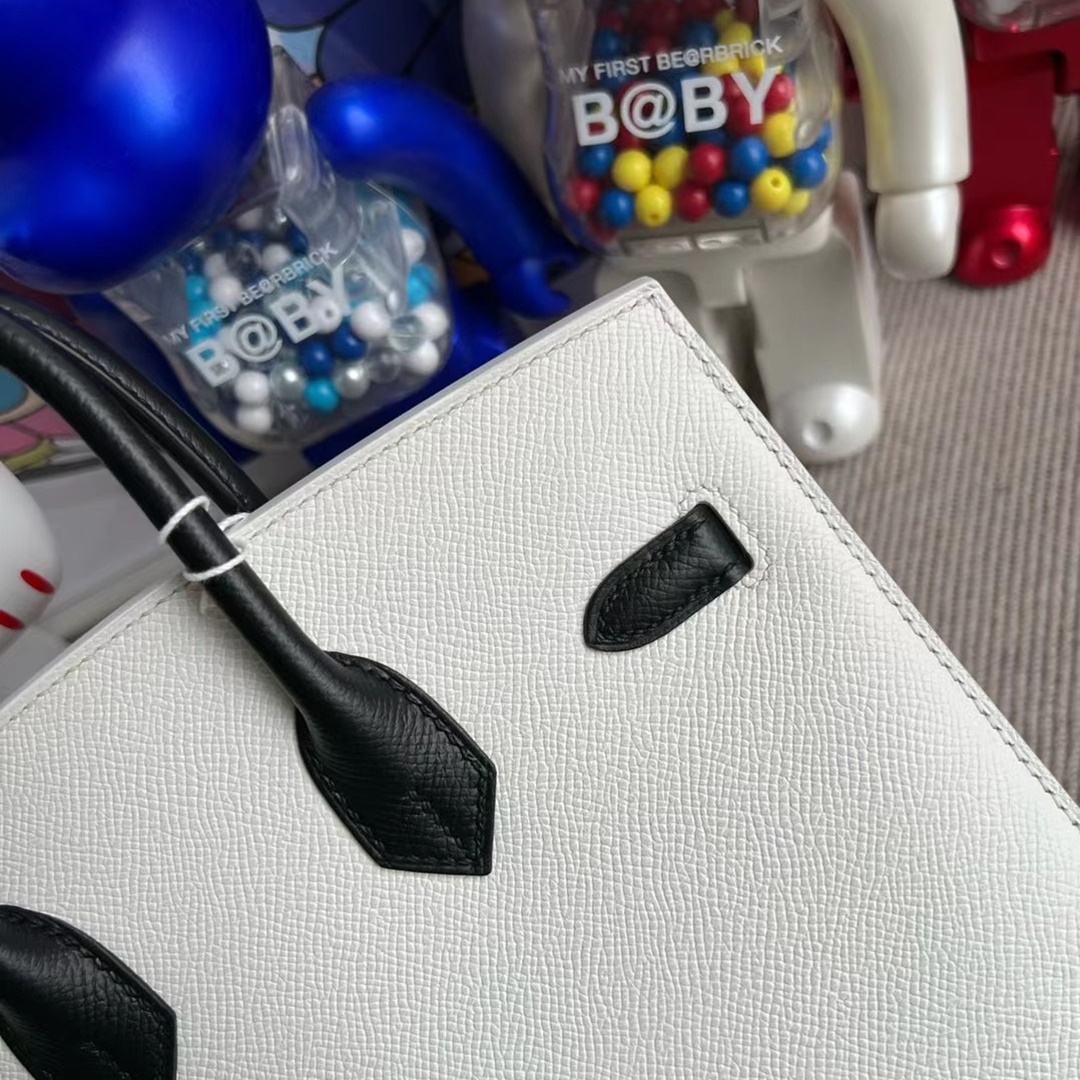 Hermès Birkin 25cm HSS Epsom Sellier 01 Blanc /89 Noir GHW Hermès Birkin 25cm HSS Epsom Sellier 01 Blanc /89 Noir GHW