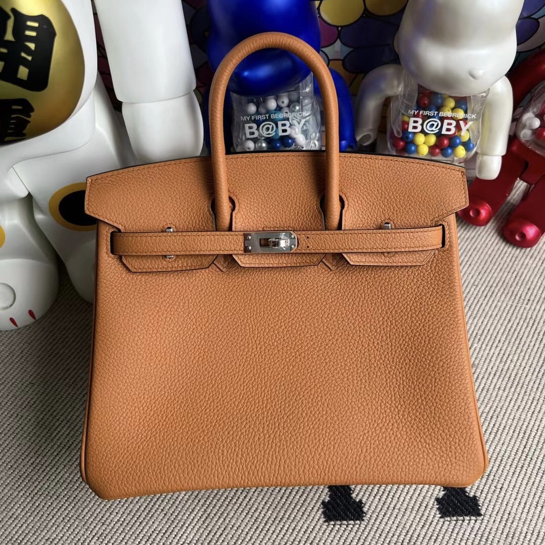 Hermes Birkin 25cm Togo I9 Abricot and 9R Lime  Silver hardware All hand sewing