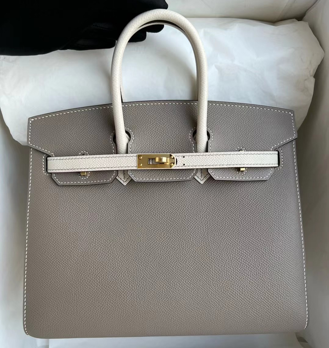 Hermes Birkin 25cm Epsom Sellier Gris Asphalte Craie