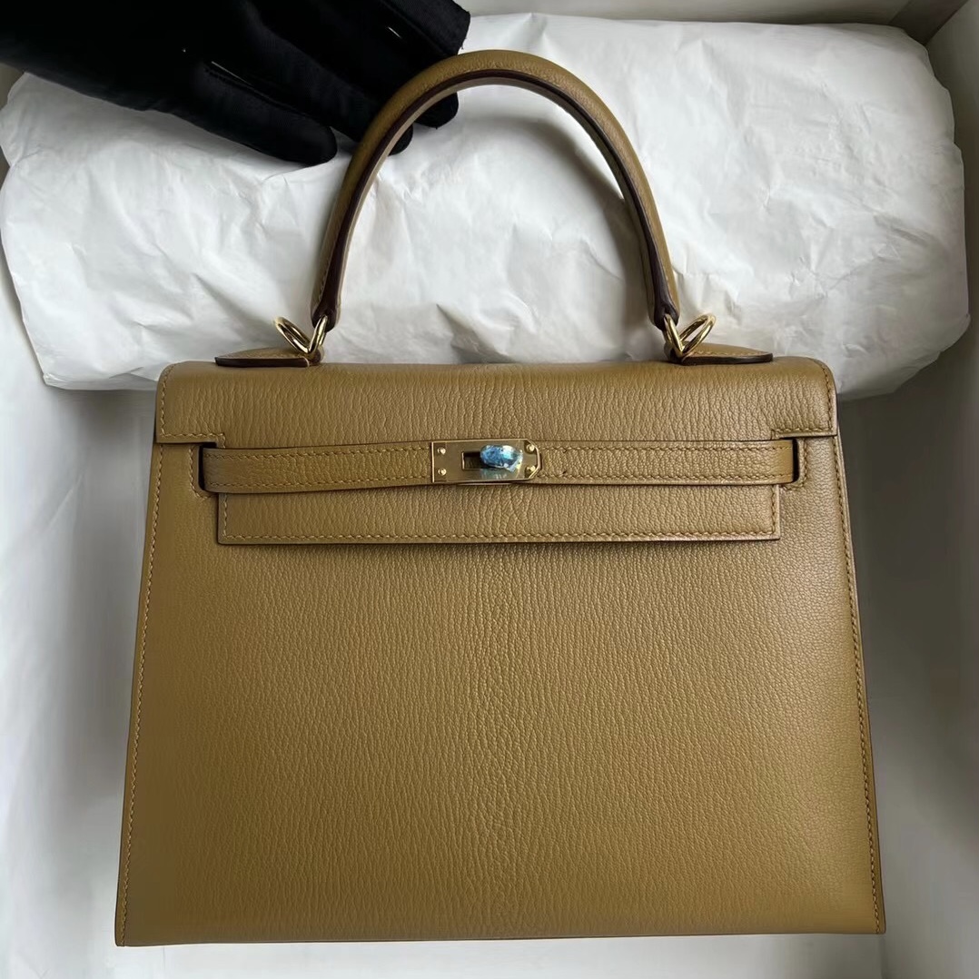 Hermes Kelly 25 Chevre Mysore 2H Kraft Gold Hardware Hermes Kelly 25 Chevre Mysore 2H Kraft Gold Hardware
