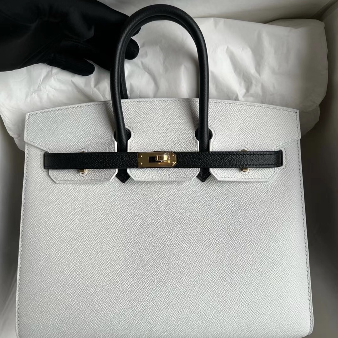 Hermès Birkin 25cm HSS Epsom Sellier 01 Blanc /89 Noir GHW Hermès Birkin 25cm HSS Epsom Sellier 01 Blanc /89 Noir GHW