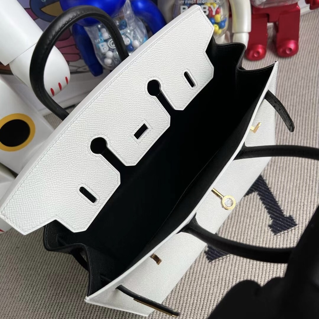 Hermès Birkin 25cm HSS Epsom Sellier 01 Blanc /89 Noir GHW Hermès Birkin 25cm HSS Epsom Sellier 01 Blanc /89 Noir GHW