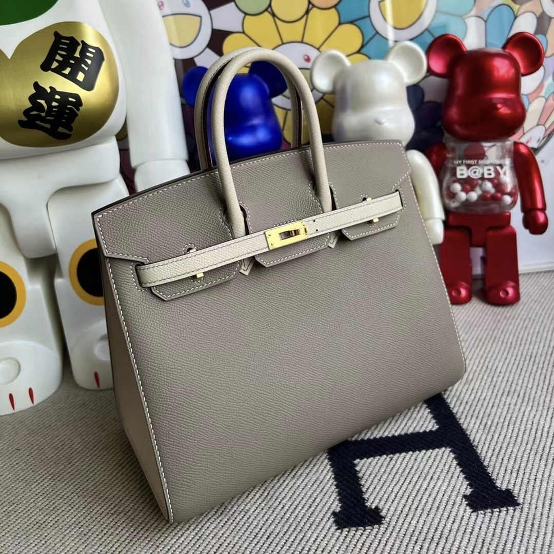 Hermes Birkin 25cm Epsom Sellier Gris Asphalte Craie