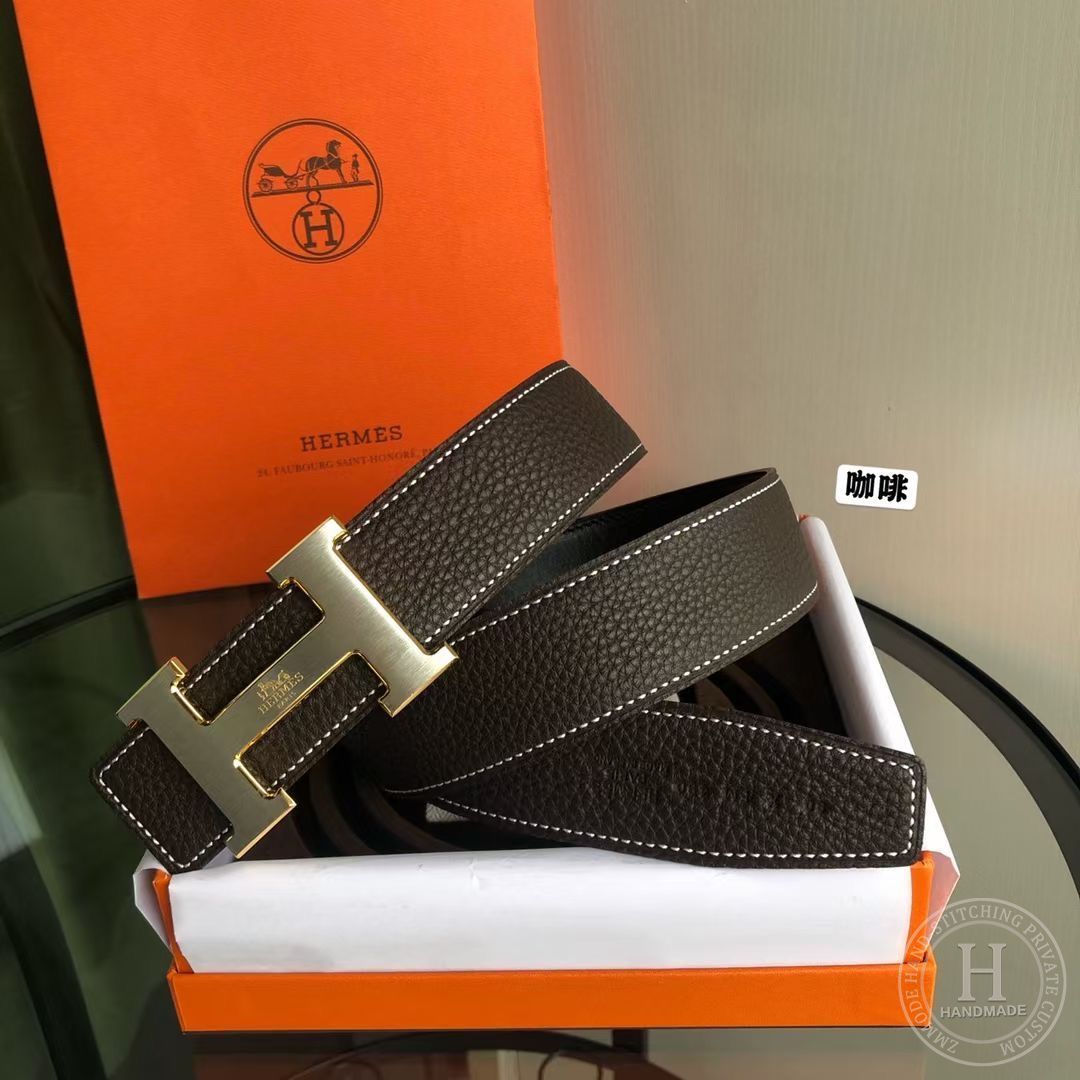 HERMES BELT 37GOLD TOGO/ 89 BLACK/32mm-Gold-7519-0383-0414