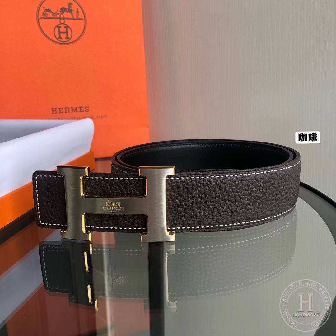 HERMES BELT 37GOLD TOGO/ 89 BLACK/32mm-Gold-7519-0383-0414