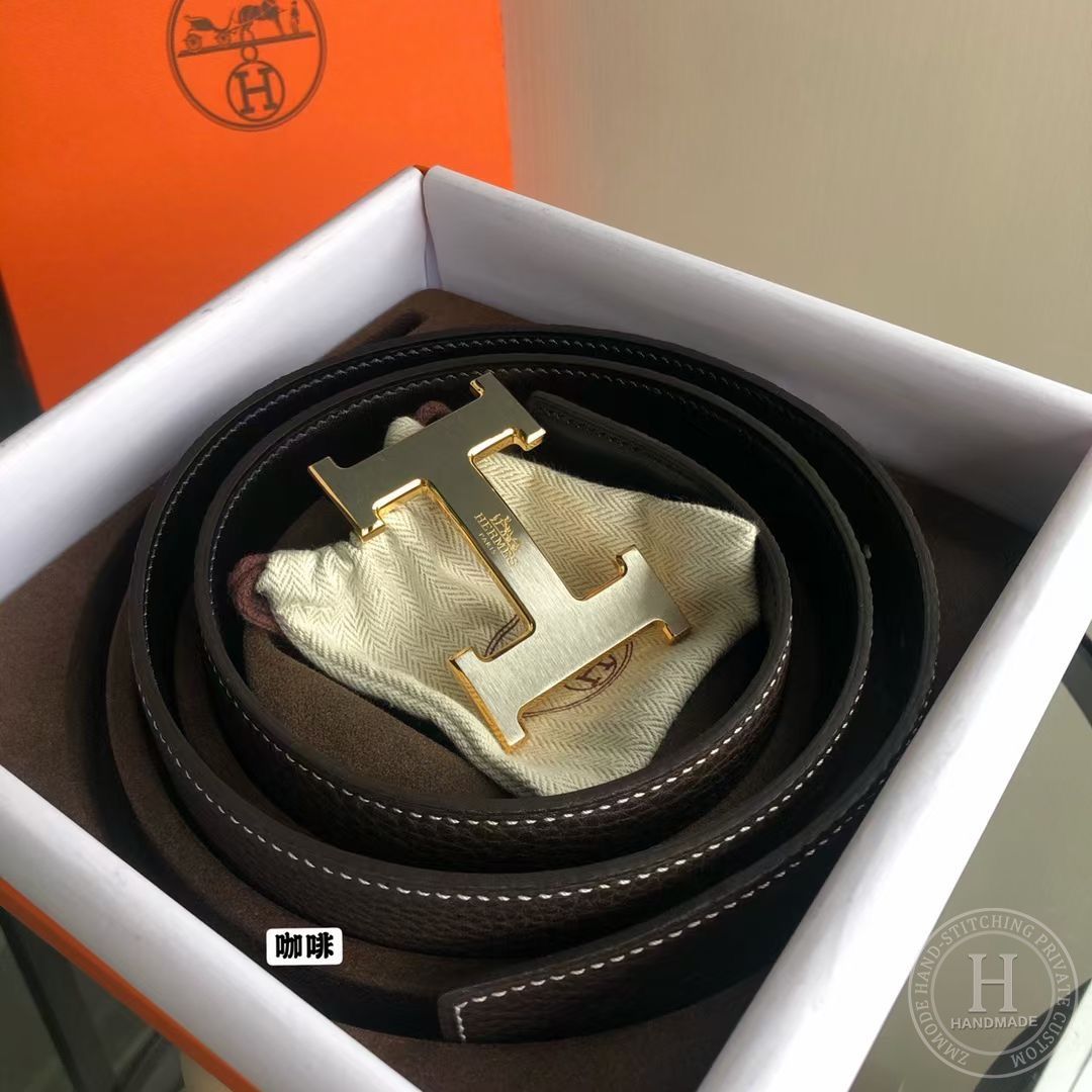 HERMES BELT 37GOLD TOGO/ 89 BLACK/32mm-Gold-7519-0383-0414