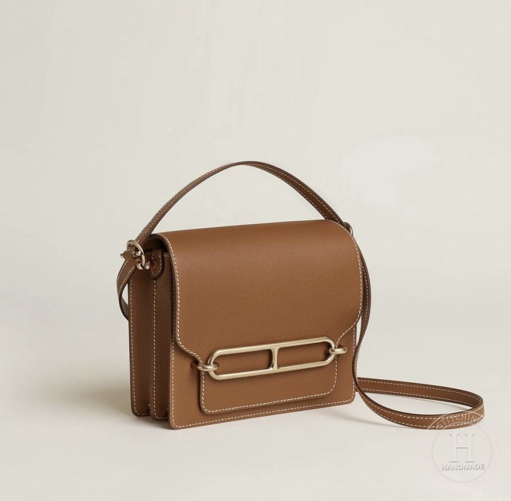 Replica Hermes Mini Sac Roulis 18cm Bag In Brown Evercolor Calfskin