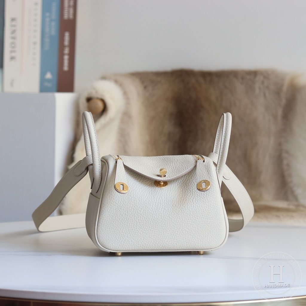 Mini Lindy 20cm Clemence Taurillon C10 Craie Ghw