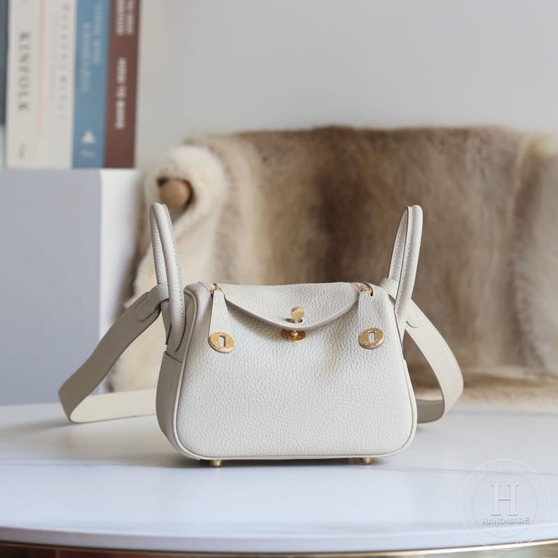 Mini Lindy 20cm Clemence Taurillon C10 Craie Ghw